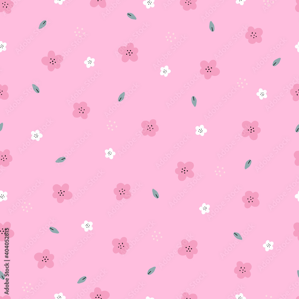 Flower background seamless pattern Hand drawn in cartoon style used for print, wallpaper, fabric, textile. Vector illustration Flower background seamless pattern Hand drawn in cartoon style used for print, wallpaper, fabric, textile. Vector illustration