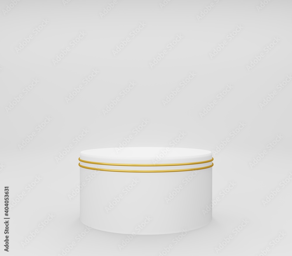 3d round podium or pedestal with gold rings, white empty studio room, minimal product background, template mock up for cosmetic display, geometric shape, luxury concept 3d round podium or pedestal with gold rings, white empty studio room, minimal product background, template mock up for cosmetic display, geometric shape, luxury concept
