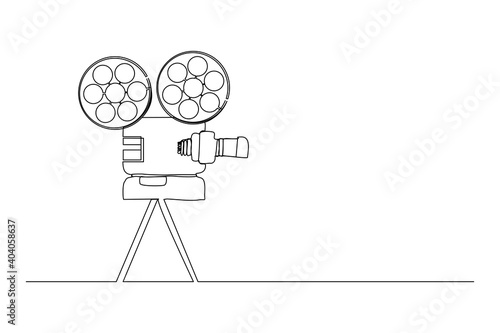 Continuous line drawing of retro old classic video player. Vintage analog movie projector item concept single one line art design graphic vector illustration