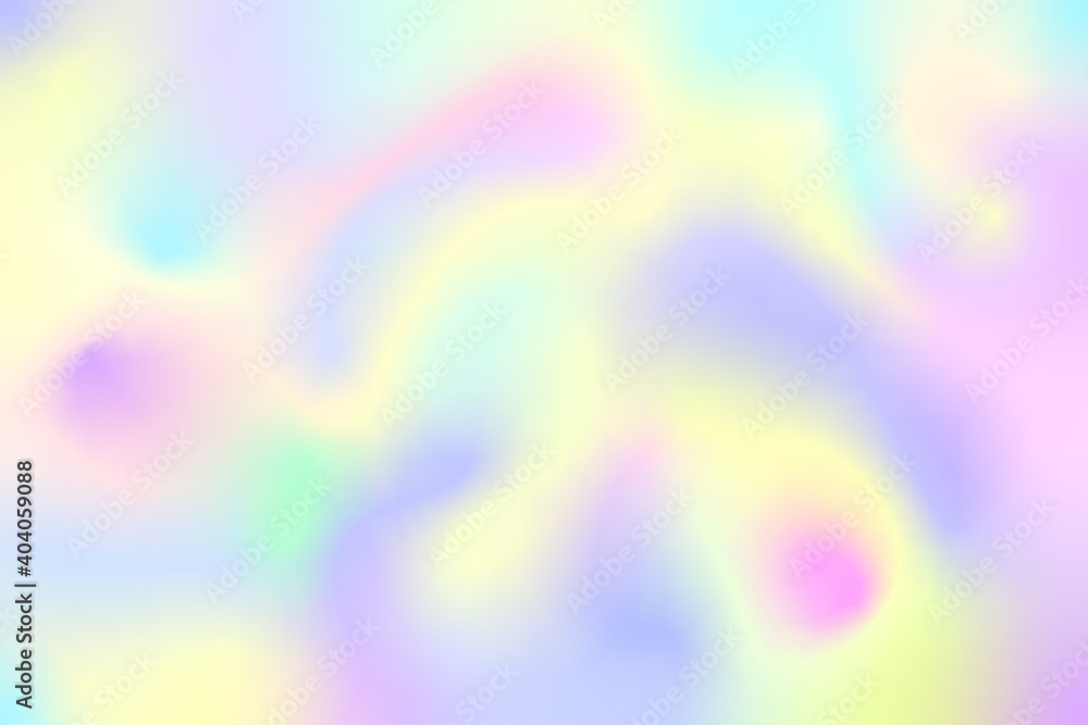 Raster holographic background in pastel colors. Magic rainbow space. Blurry gradient transitions from one color to another.