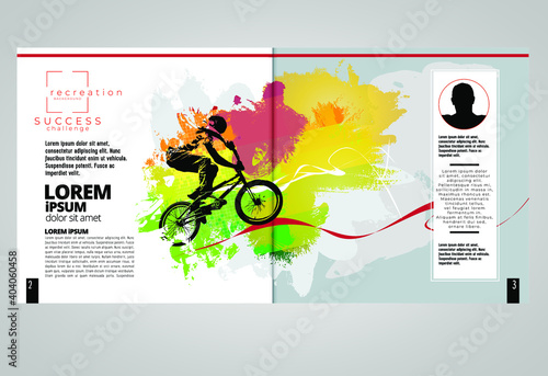 Printing magazine with sport subject in background, easy to editable vector