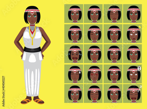 Manga Style Tribe Woman Oromo Cartoon Character Emotions