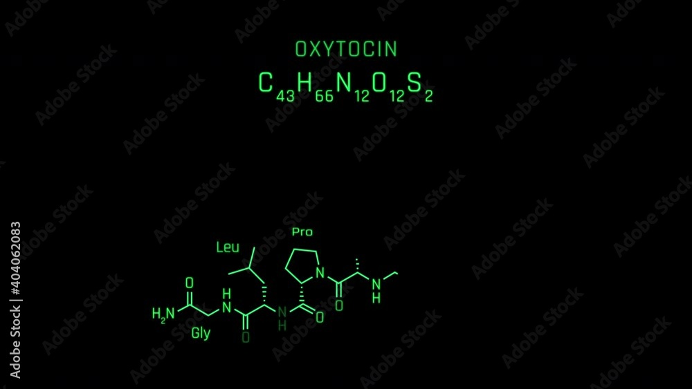 Oxytocin or Oxt Molecular Structure Symbol Neon Animation on black ...