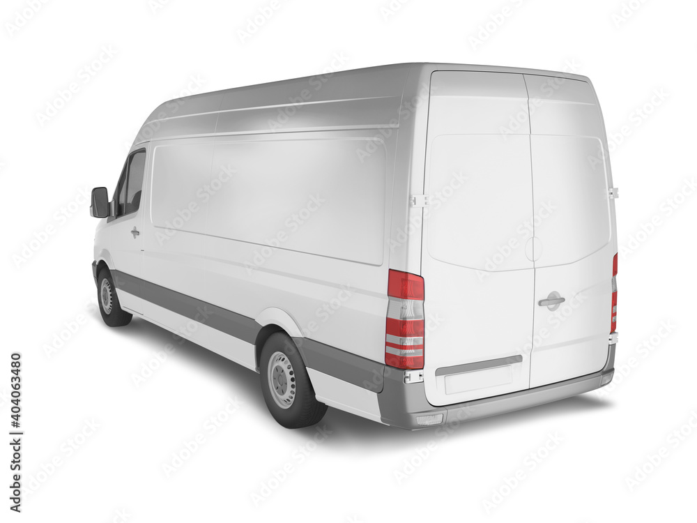PHOTOREALISTIC VAN MOCKUP BACK PERSPECTIVE