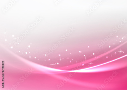 キラキラ輝く桜吹雪と曲線 背景素材（ピンク）