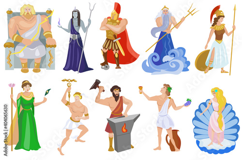 Vector set of greek Olympic Gods cartoon