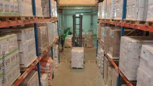 forklifts in warehouse of logistic