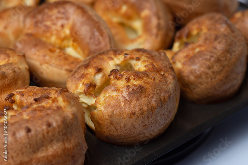 Yorkshire Pudding close up inside tray