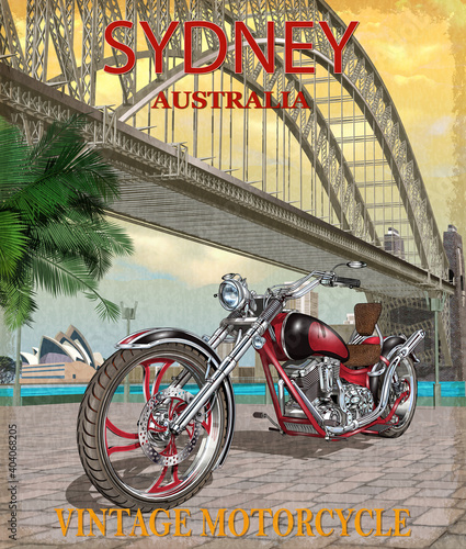 Vintage Sydney, Australia motorcycle poster.
