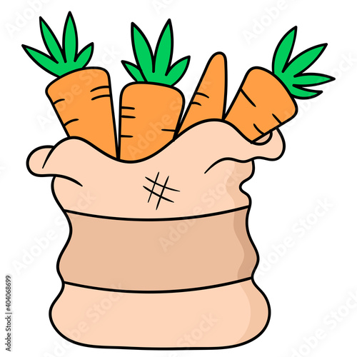 a sack of carrots, doodle icon image