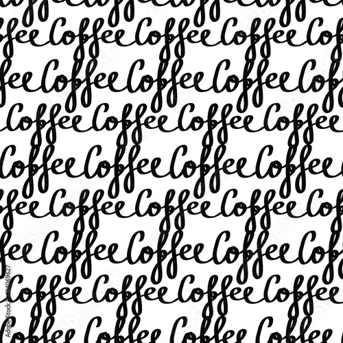 coffee beans with Coffee lettering  seamless vector pattern
