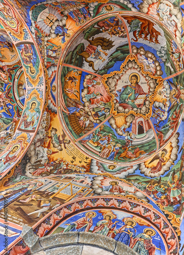 Religious paintings in Rila Monastery  Bulgaria
