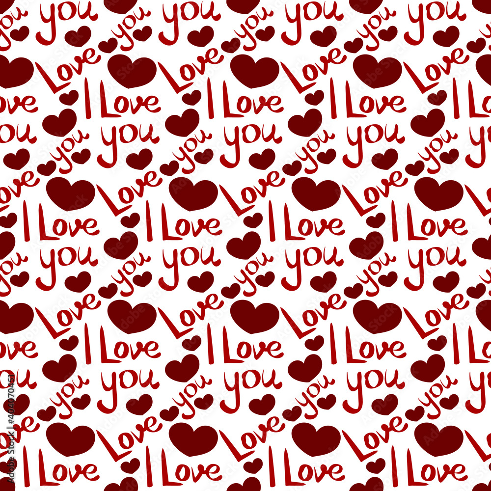 love and hearts seamless vector pattern, romantic lettering, 14 February love and hearts seamless vector pattern, romantic lettering, 14 February