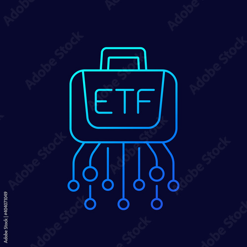 ETF portfolio line icon, exchange traded funds vector