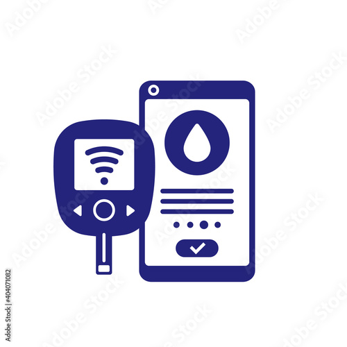 glucometer and smart phone icon
