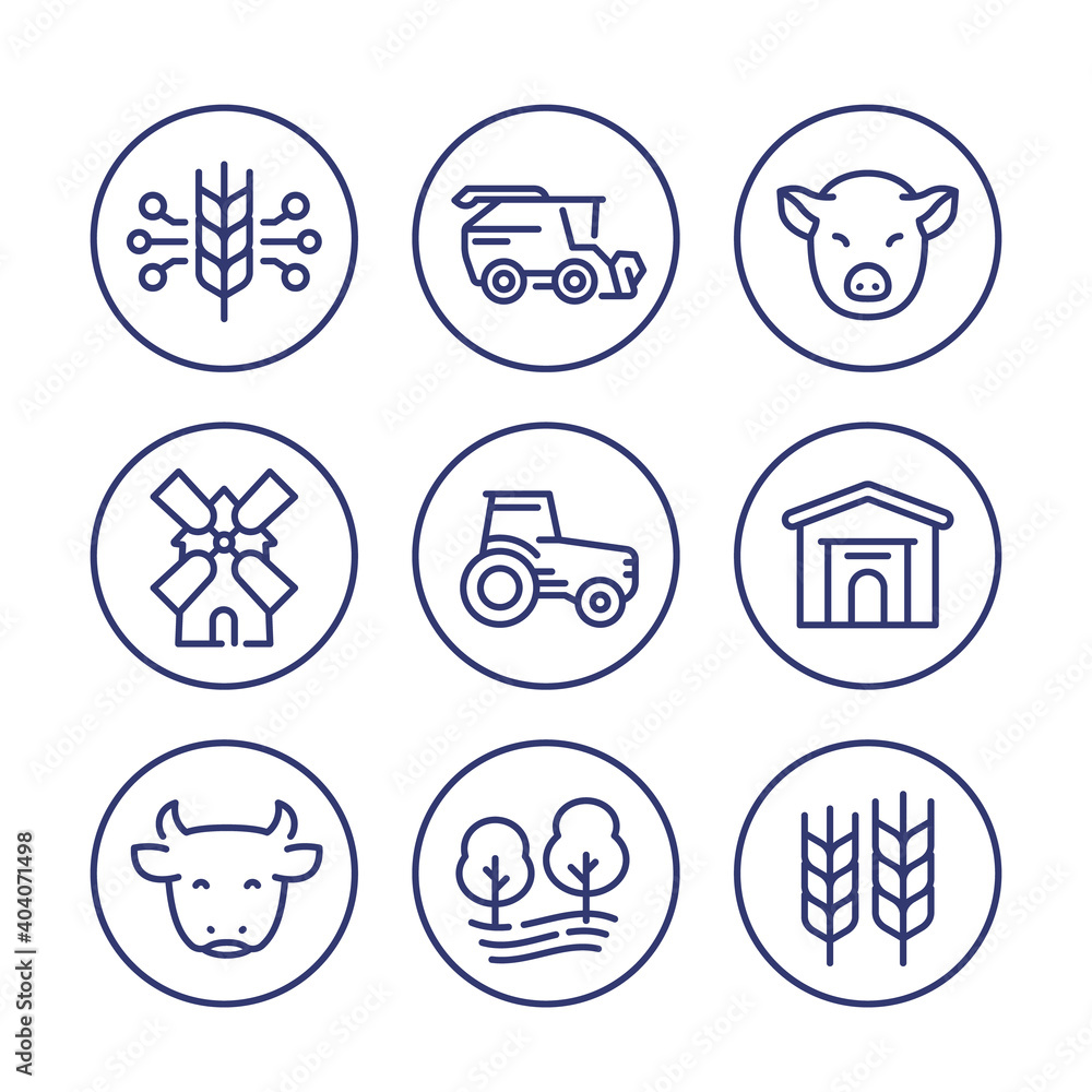 agriculture and farming line icons