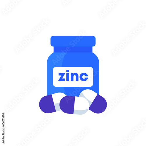 Zinc mineral icon, capsules and bottle