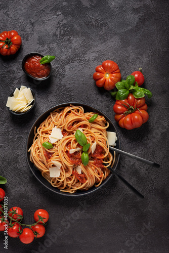 Traditional Italian pasta with tomato sauce