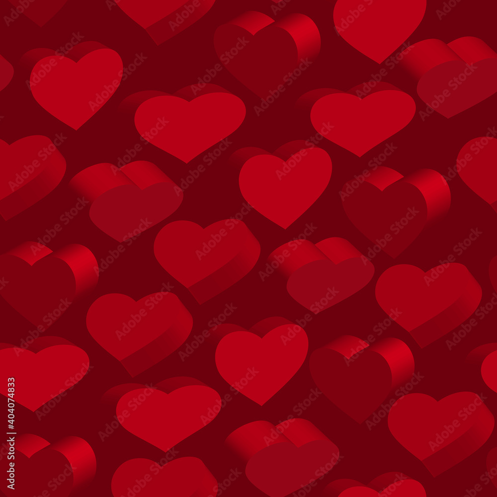 Seamless pattern with 3D red forms. Vector clipart. Red background.