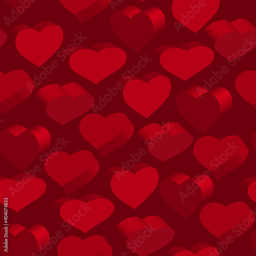 Seamless pattern with 3D red forms. Vector clipart. Red background.