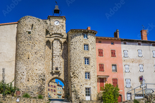 Bild auf Leinwand The Porte de Monsieur gate in the medieval city of Allegre, in Auvergne (France)