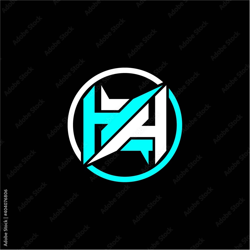 Modern minimalist design with the initials letter H H square and rings around it. Modern minimalist design with the initials letter H H square and rings around it.