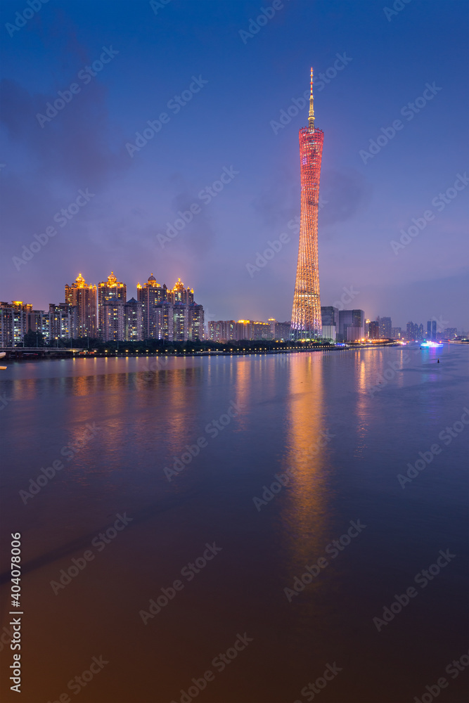 Guangzhou, China Skyline on the Pearl River