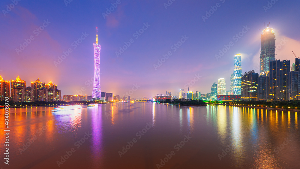 Guangzhou, China Skyline on the Pearl River