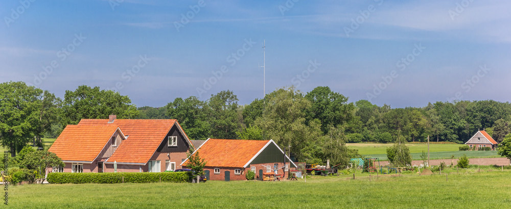 Panorama of a farm in the hills near Vasse, Netherlands