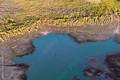 Aerial view to wild nature of Delta Okavango in Botswana.