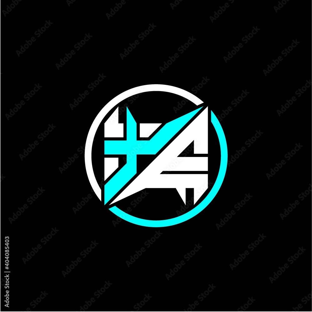 Modern minimalist design with the initials letter X E square and rings around it. Modern minimalist design with the initials letter X E square and rings around it.