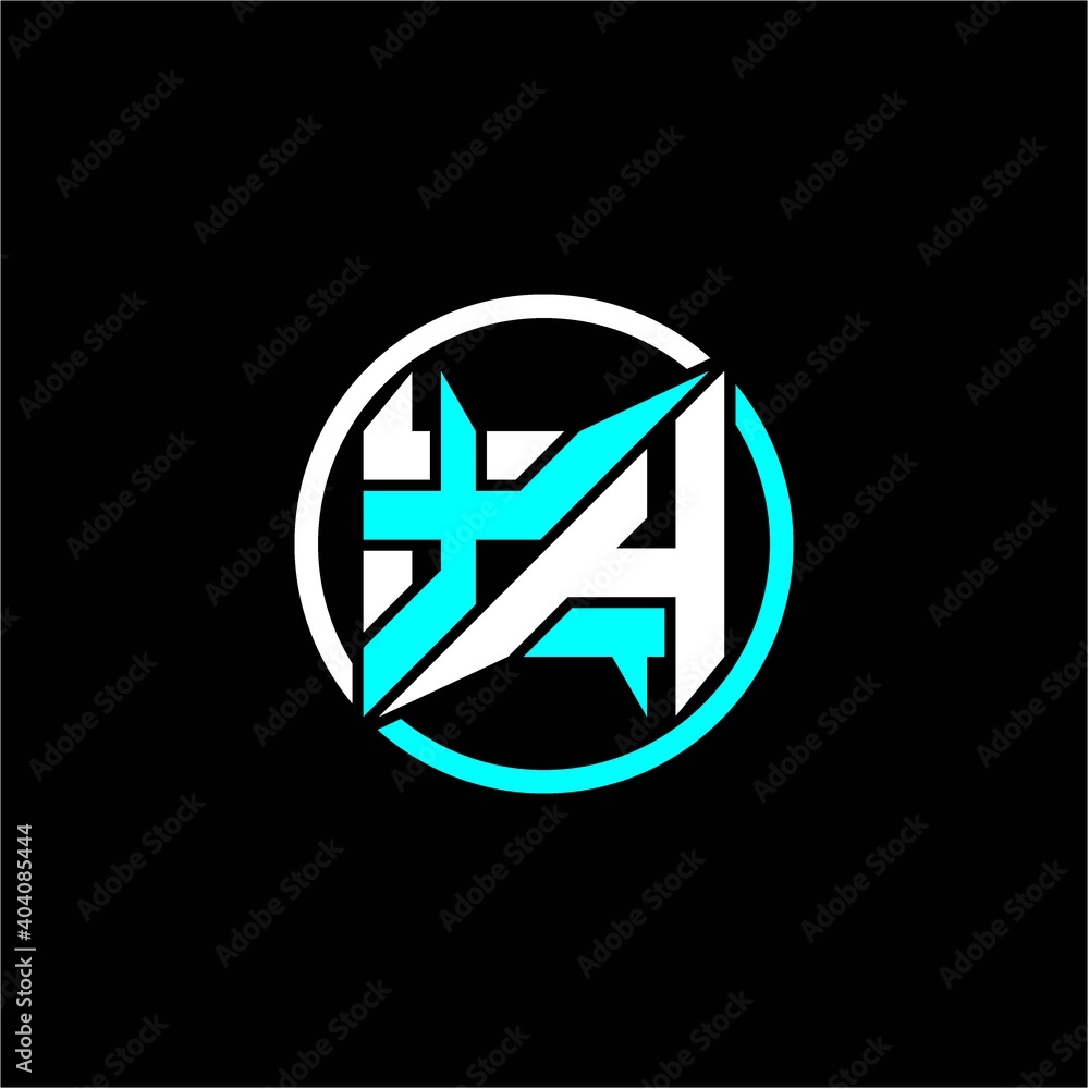 Modern minimalist design with the initials letter X H square and rings around it. Modern minimalist design with the initials letter X H square and rings around it.