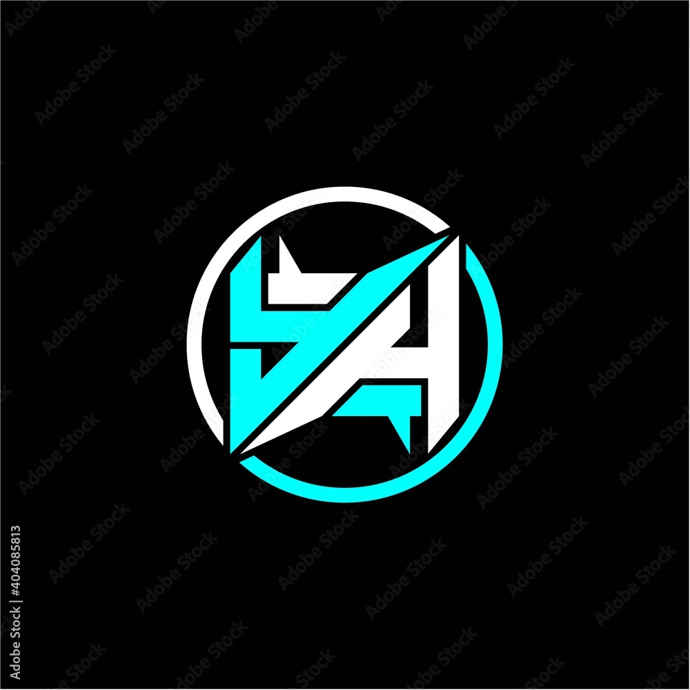 Modern minimalist design with the initials letter Y H square and rings around it. Modern minimalist design with the initials letter Y H square and rings around it.