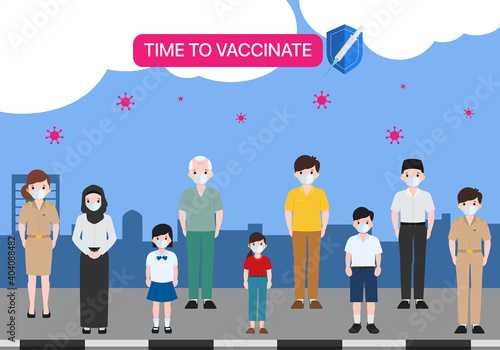 Peoples keep distance at footpath New normal lifestyle Coronavirus covid-19 outbreak.