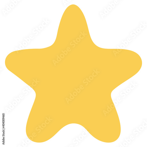 Yellow star. The isolated object on a white background. Drawn by hands. Vector illustration.