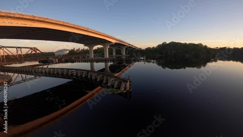 Train bridge over St. John's river in Florida  photo