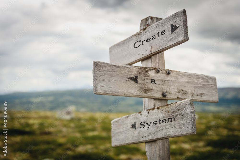 create a system signpost outdoors in nature - obrazy, fototapety, plakaty 