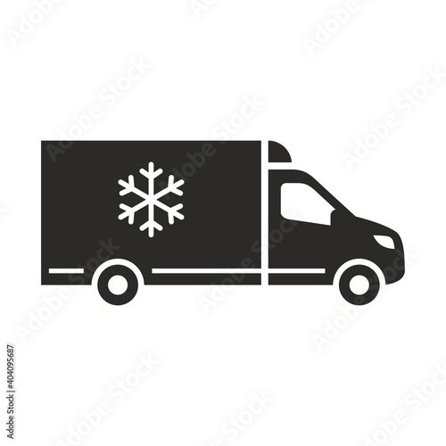 Refrigerator truck icon. Delivery. Vector icon isolated on white background.