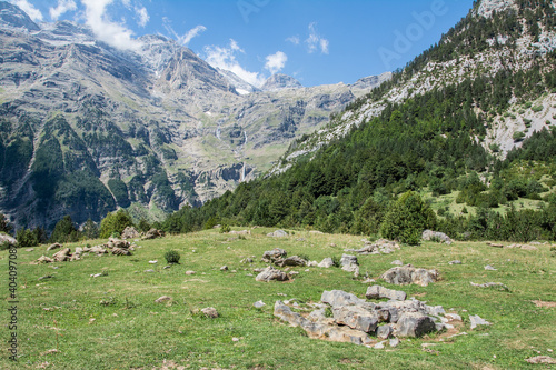 Paisaje alpino y boques de abetos y hayas en el valle de la Pineta. Pirineo aragonés. Bielsa photo