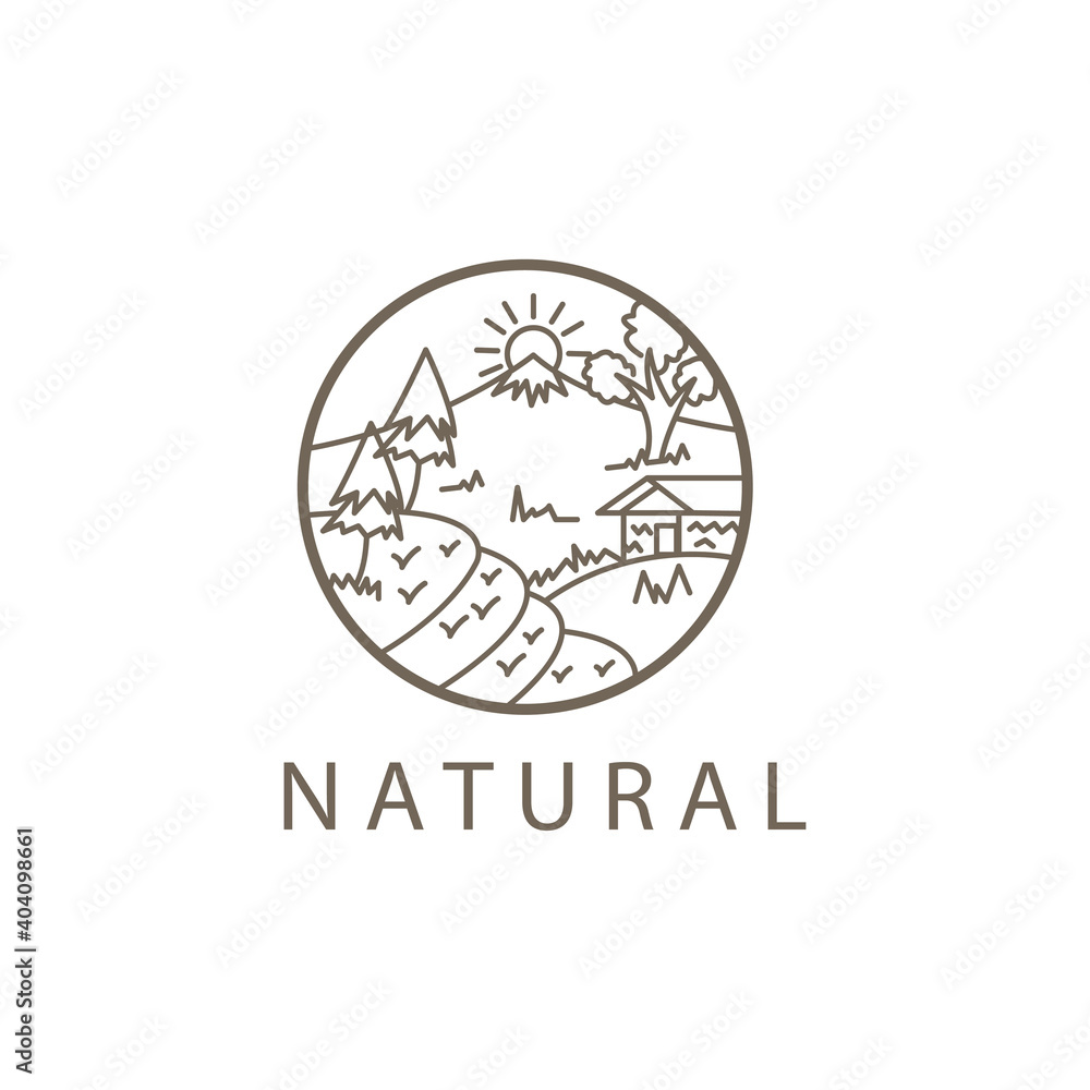 mountains illustration outline logo circle design vector mountains illustration outline logo circle design vector