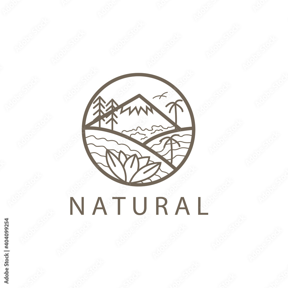 mountains illustration outline logo circle design vector mountains illustration outline logo circle design vector