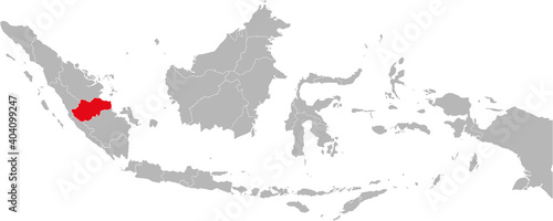 Jambi province isolated on indonesia map. Gray background. Business concepts and backgrounds.