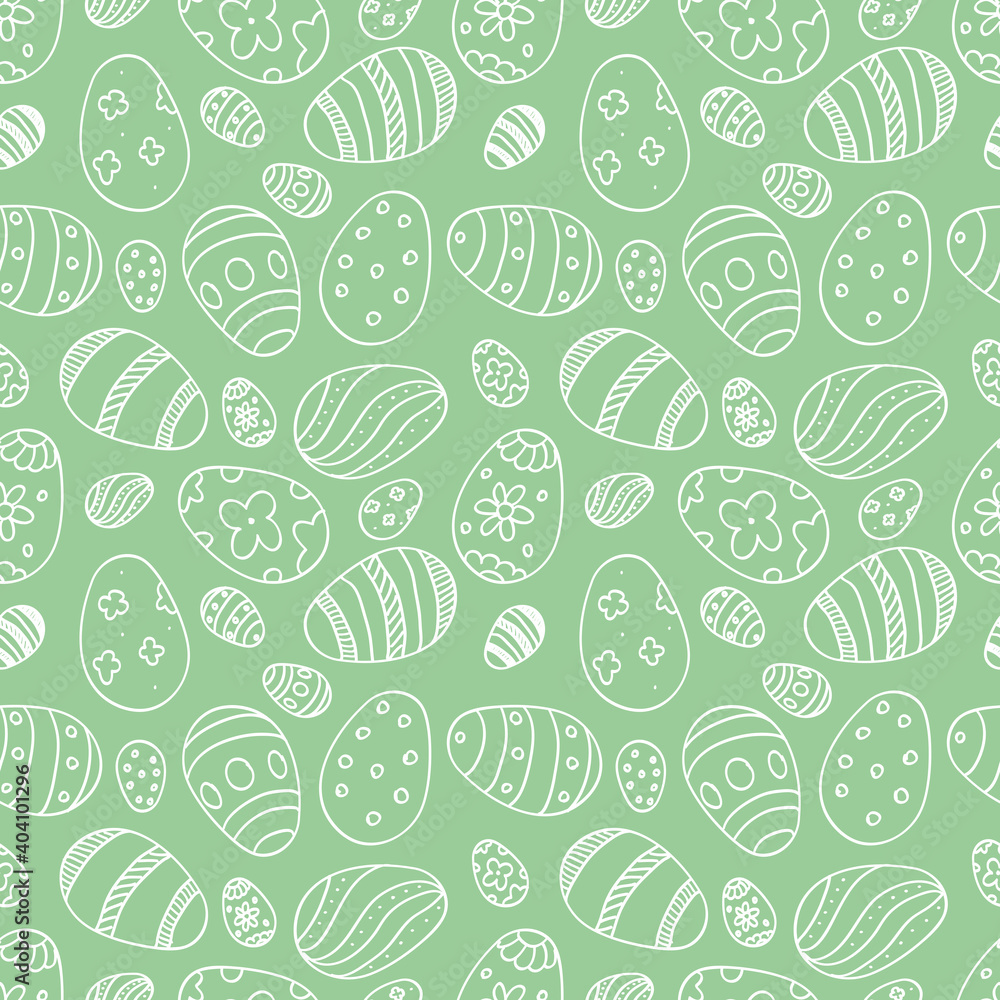 Vector seamless delicate pattern with decorative eggs. Easter holiday net green background for the site, printing on fabric, gift wrap and wallpaper. Vector seamless delicate pattern with decorative eggs. Easter holiday net green background for the site, printing on fabric, gift wrap and wallpaper.