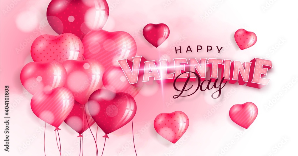 Valentine's Day Background with 3D realistic Hearth Shape