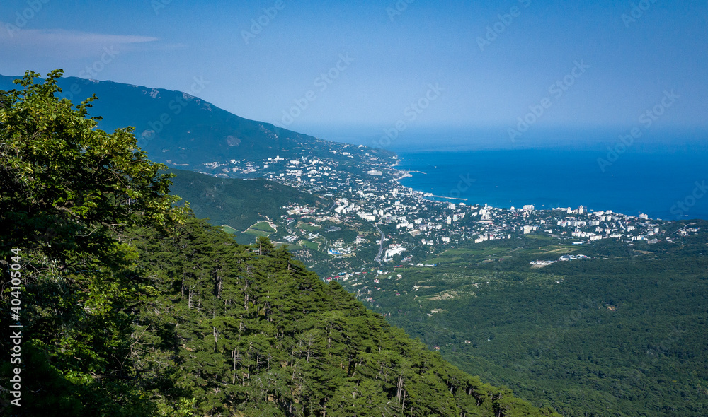 View of Yalta and the Black Sea from the mountainside.