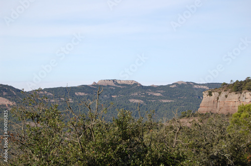 Panorama of the forests and mountains of La Mola, in Catalonia, in the province of Barcelona (Spain). Next to Montserrat. Catalonia, El Vallès 