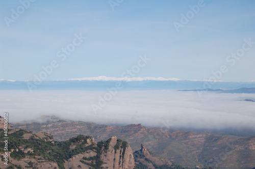 Panorama of the forests and mountains of La Mola, in Catalonia, in the province of Barcelona (Spain). Next to Montserrat. Catalonia, El Vallès 