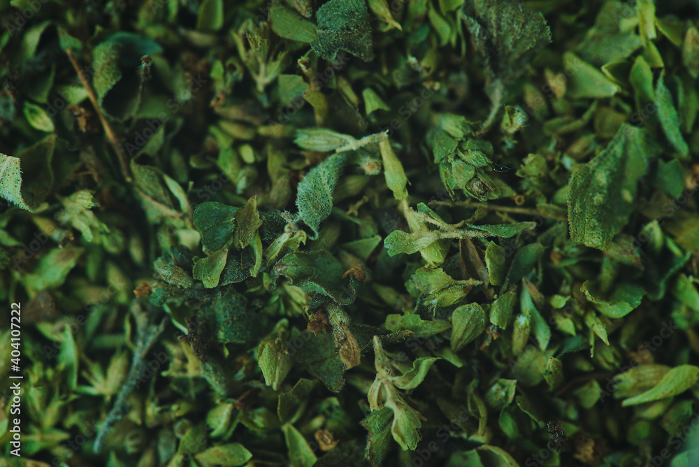 macro detail of chopped mountain oregano macro detail of chopped mountain oregano