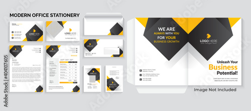 Corporate Identity Print Template Set of Business Card, Id Card, Letterhead, Invoice, Envelope, Presentation Folder. Office Stationery Template. Business stationery background design collection.