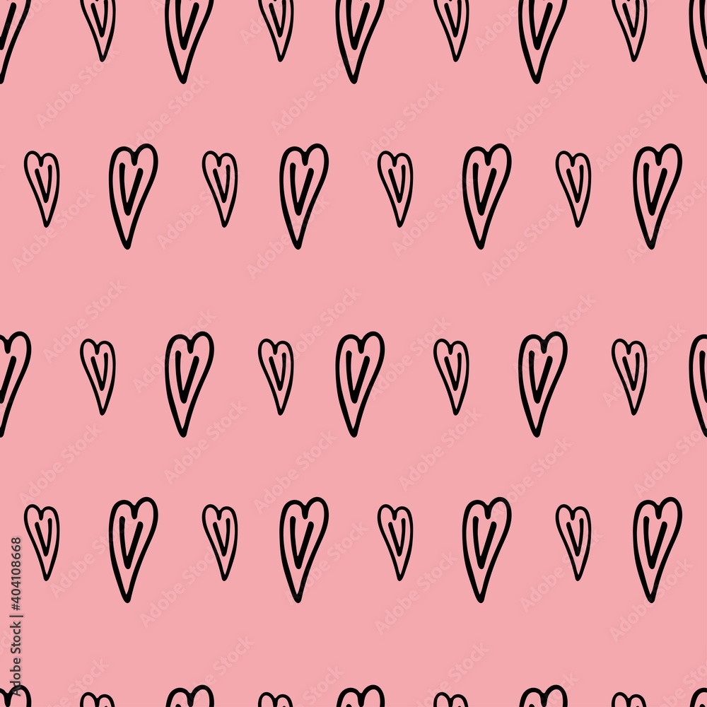 Large and small hearts on a pink background. Large and small hearts on a pink background.